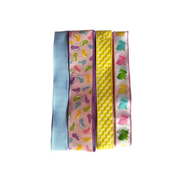 DIY Jelly Bean Easter Wreath Making Kit, Bunny Trail Sign Ribbon Bundle Set - Picture 3 of 5